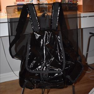 Shiny black backpack
